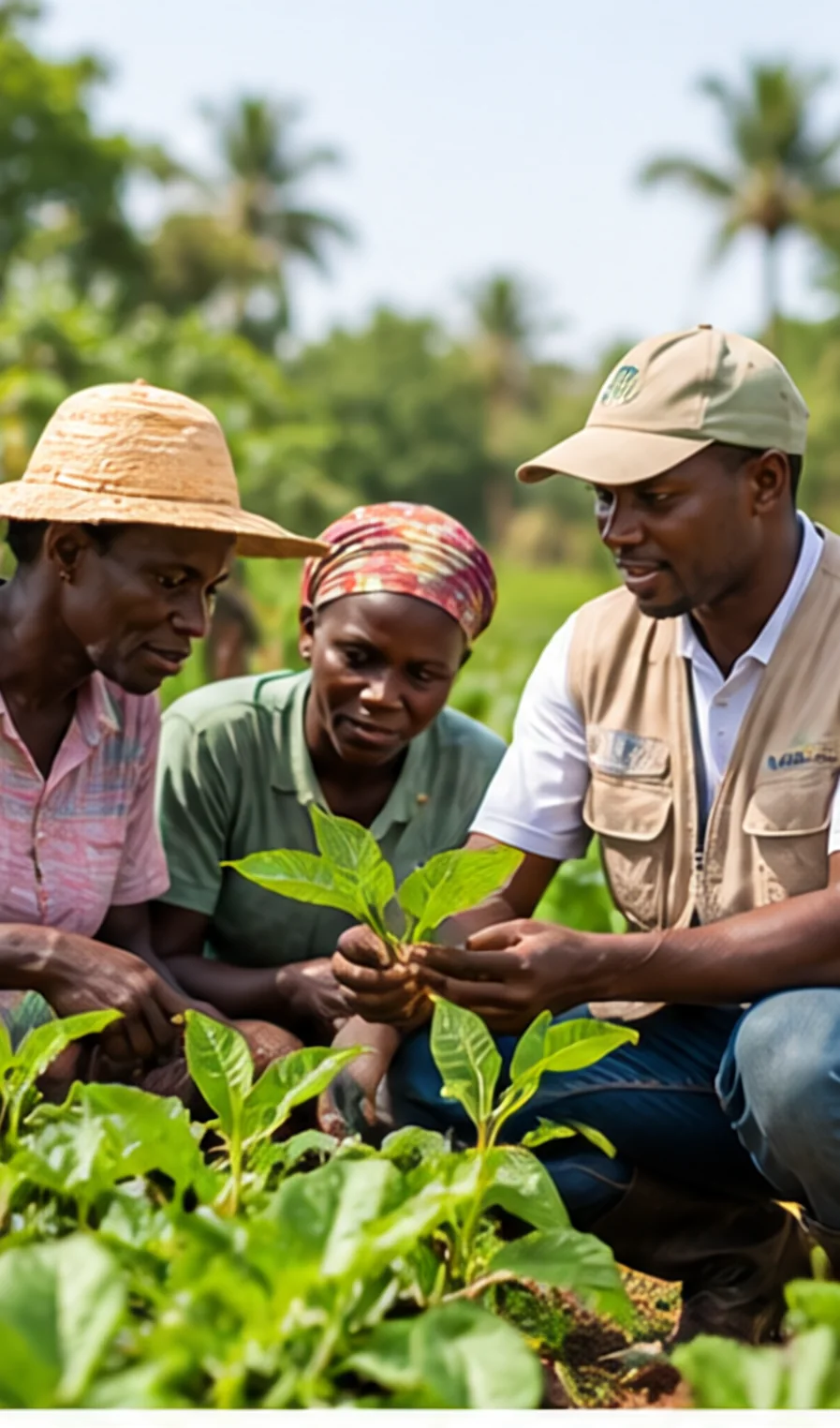 Plantas jovens nas mãos de um técnico