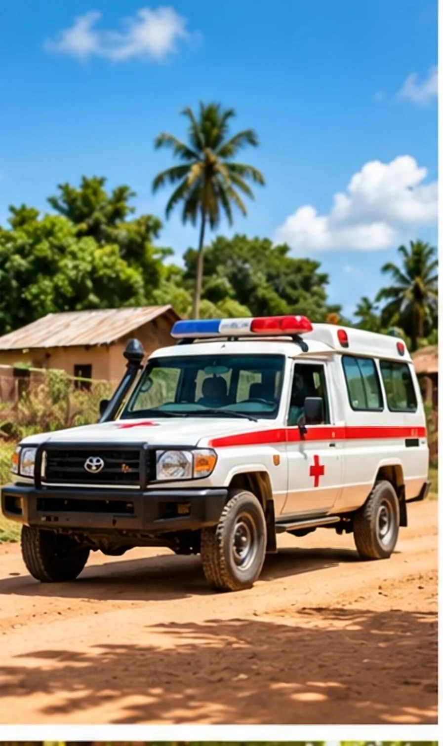 Ambulância numa estrada rural